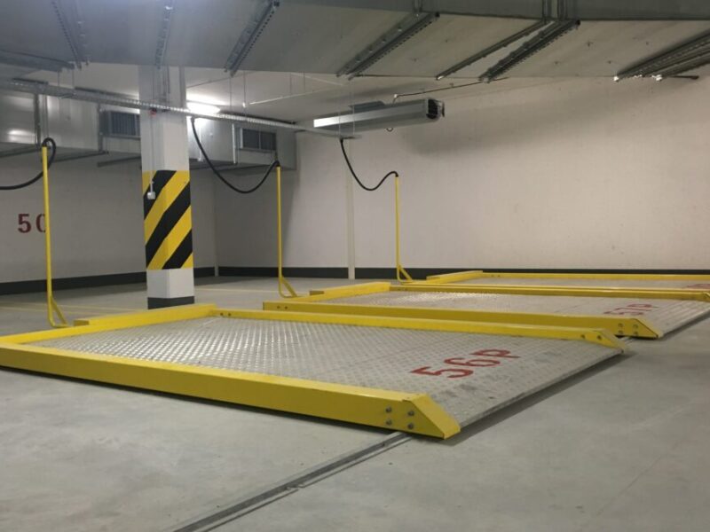 Parking podziemny z zastosowaniem palet poprzecznie przesuwnych NK6501 i podłużnie przesuwnych NK6401