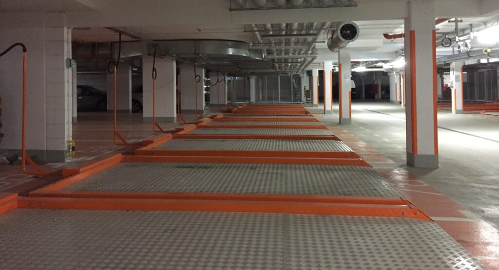 Parking z zastosowaniem palet poprzecznie przesuwnych NK6501