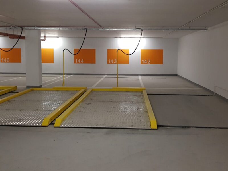 Parking podziemny z zastosowaniem systemów Kipparker N3302 i palet poprzecznie przesuwnych NK6501