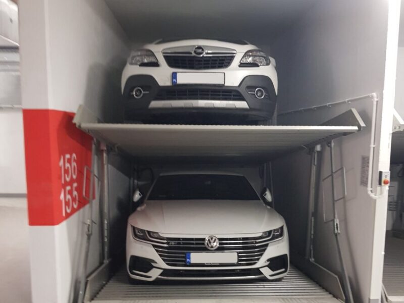 Parking podziemny z zastosowaniem systemów Kipparker N3302 i palet poprzecznie przesuwnych NK6501